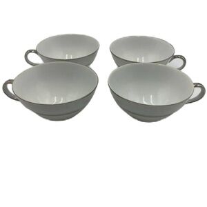 Vintage Victoria Fine China From Japan Set of 4 Tea Coffee Cups White Porcelain